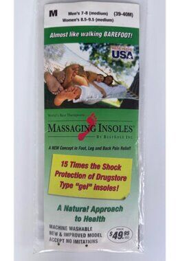 NEW Best Sole Massaging Insoles Pure Glycerin-Filled Therapeutic M 7-8/W8.5-9.5